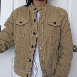 Fur Lined Jacket in Tan Corduroy